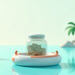 Persona con expresión tranquila organizando sus finanzas en un ambiente sencillo, representando el concepto de ahorro sin sufrimiento