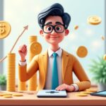 Ilustración 3D de un freelancer administrando sus finanzas personales con equilibrio y claridad