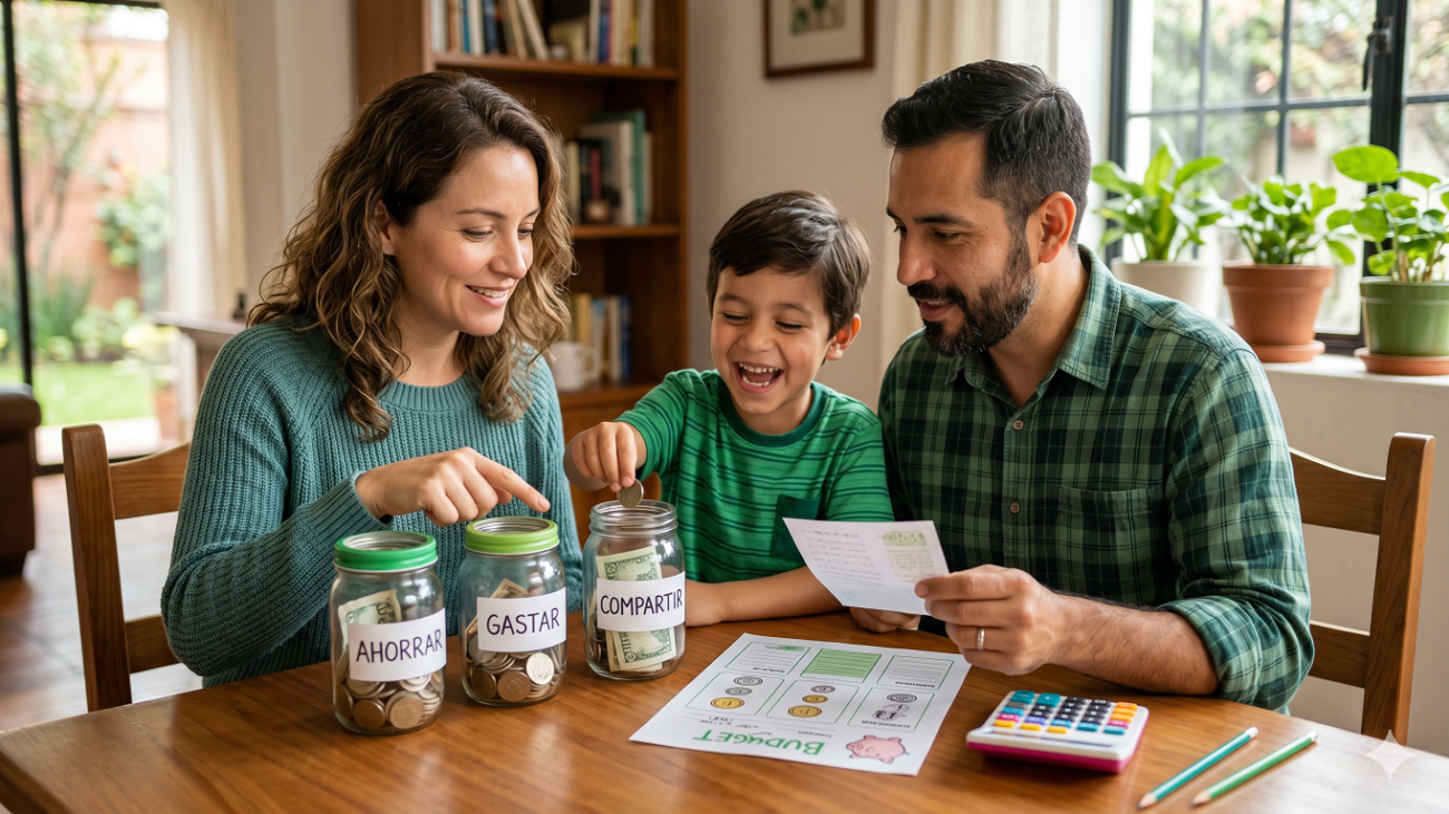 padres enseñando educacion financiera en casa